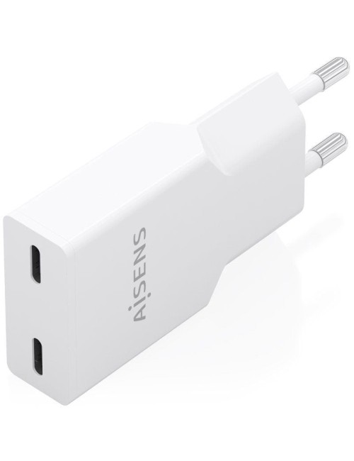 Cargador de Pared GaN Aisens A110-1003/ 2xUSB Tipo-C/ 30W/ Blanco