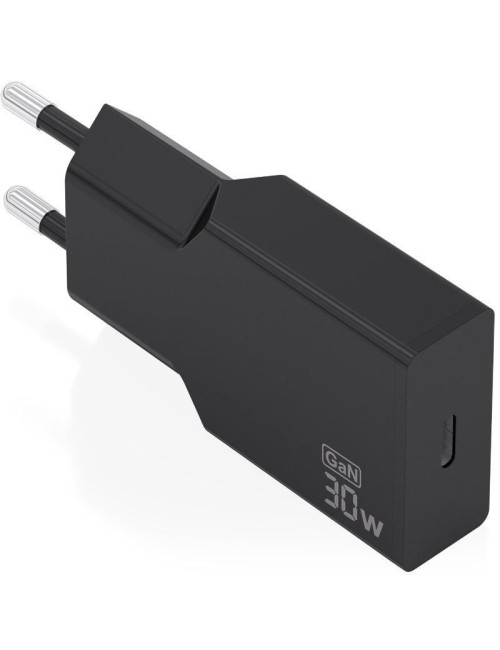 Cargador de Pared GaN Aisens A110-1004/ 1xUSB Tipo-C/ 30W/ Negro