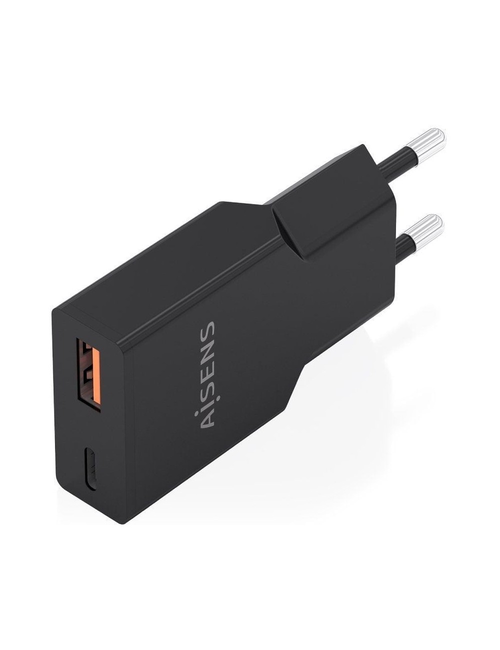 Cargador de Pared GaN Aisens A110-1005/ 1xUSB Tipo-C/ 1xUSB/ 30W/ Negro