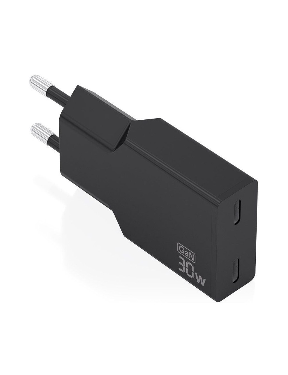 Cargador de Pared GaN Aisens A110-1006/ 2xUSB Tipo-C/ 30W/ Negro