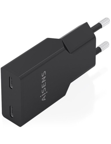 Cargador de Pared GaN Aisens A110-1006/ 2xUSB Tipo-C/ 30W/ Negro