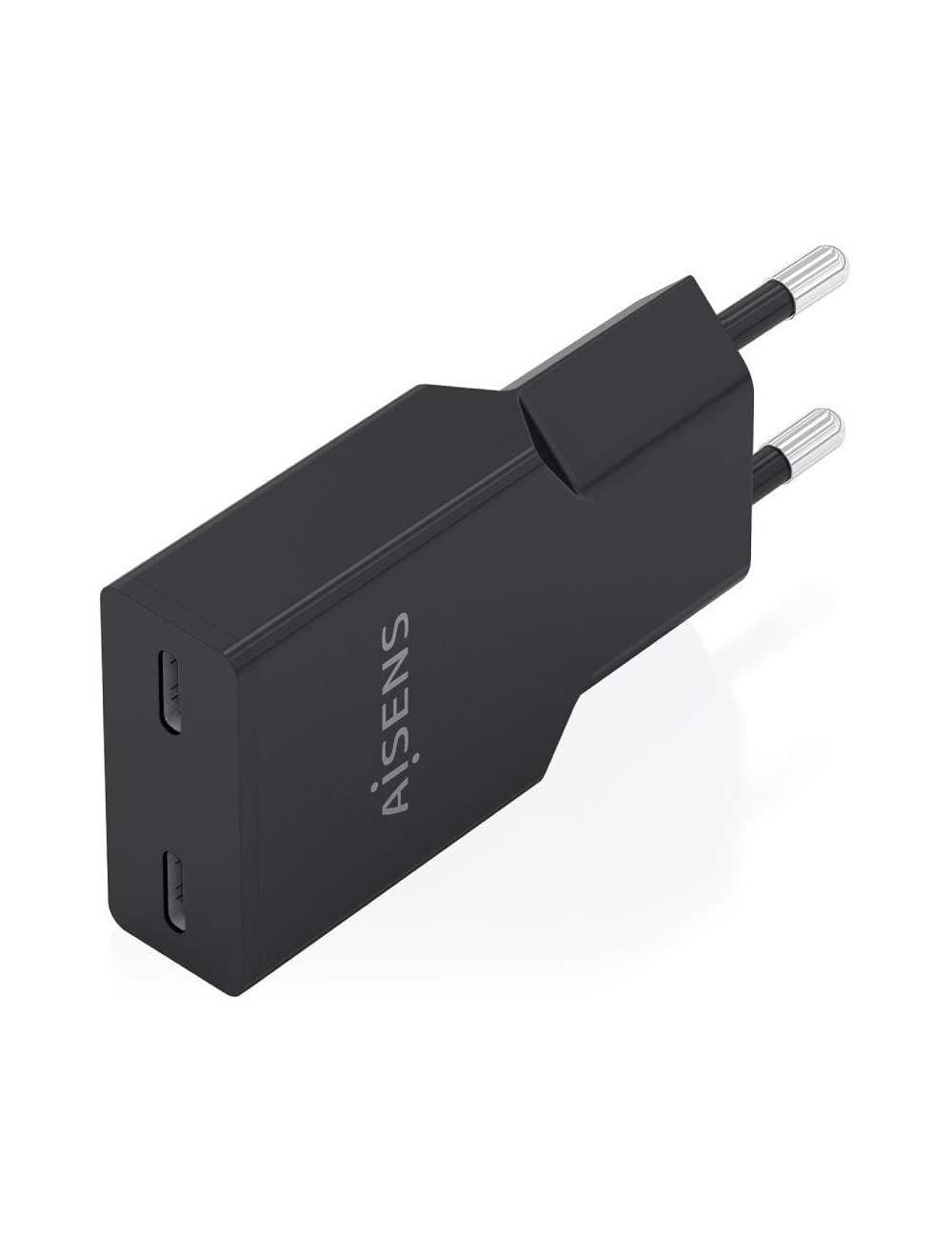 Cargador de Pared GaN Aisens A110-1006/ 2xUSB Tipo-C/ 30W/ Negro