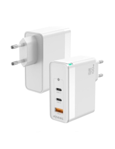 Cargador de Pared GaN Aisens ASCH-100W3P008-W/ 2xUSB Tipo-C/ 1x USB/ 100W