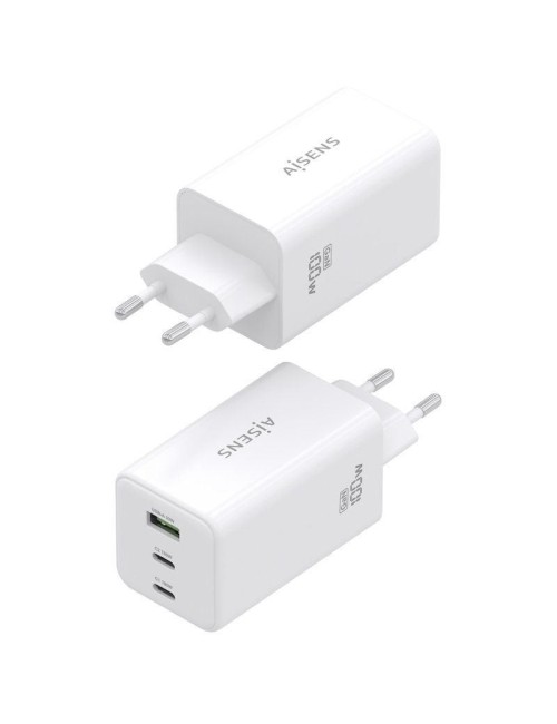 Cargador de Pared GaN Aisens ASCH-100W3P051-W/ 2xUSB Tipo-C/ 1xUSB/ 100W