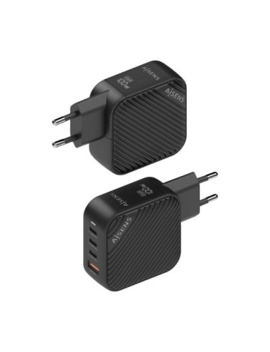 Cargador de Pared GaN Aisens ASCH-100W4P029-BK/ 3xUSB Tipo-C/ 1x USB/ 100W