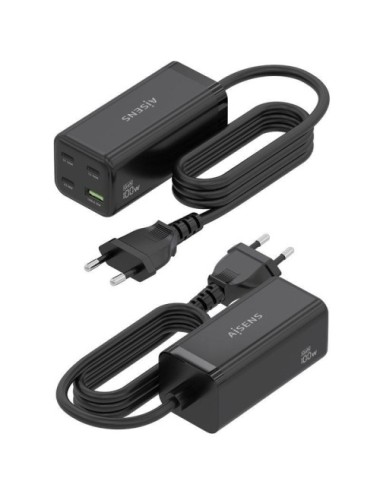 Cargador Sobremesa GaN Aisens ASCH-100W4P054-BK/ 3xUSB Tipo-C/ 1xUSB/ 100W
