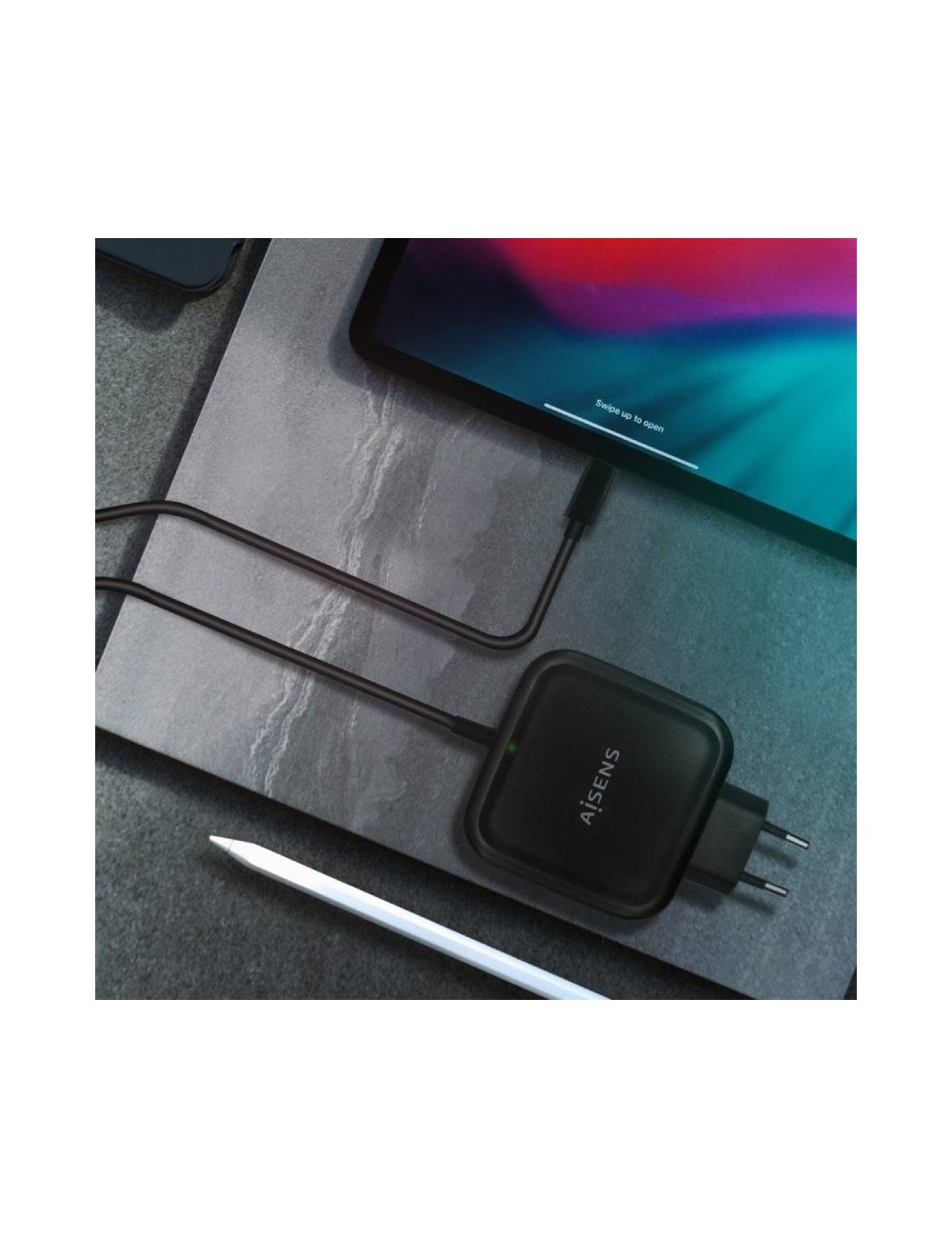 Cargador de Pared Aisens ASCH-1PD65WL-BK/ 1xUSB Tipo-C/ 65W