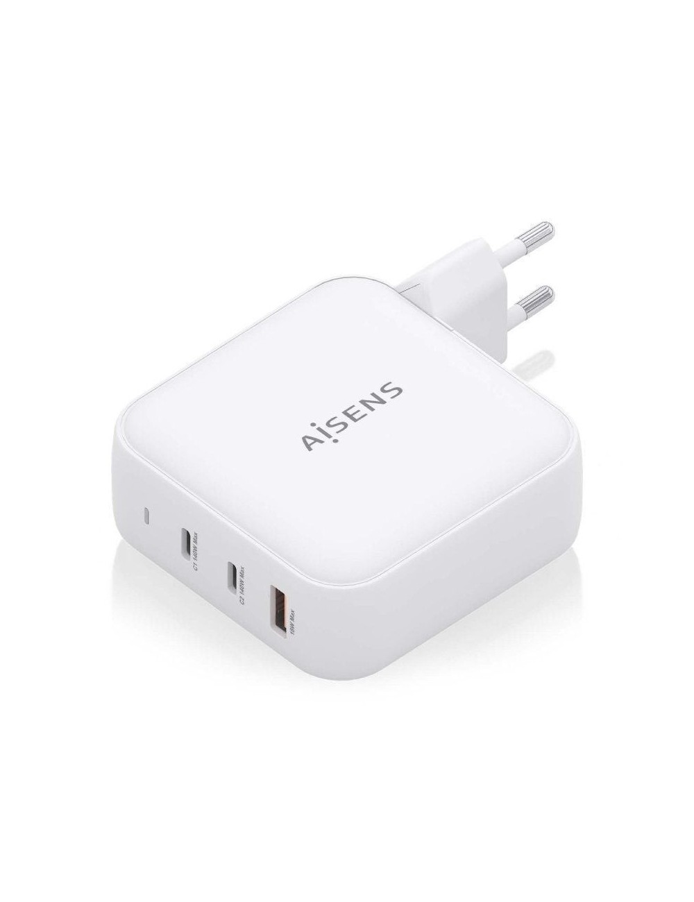 Cargador de Pared GaN Aisens ASCH-140W3P030-W/ 2xUSB Tipo-C/ 1xUSB/ 140W