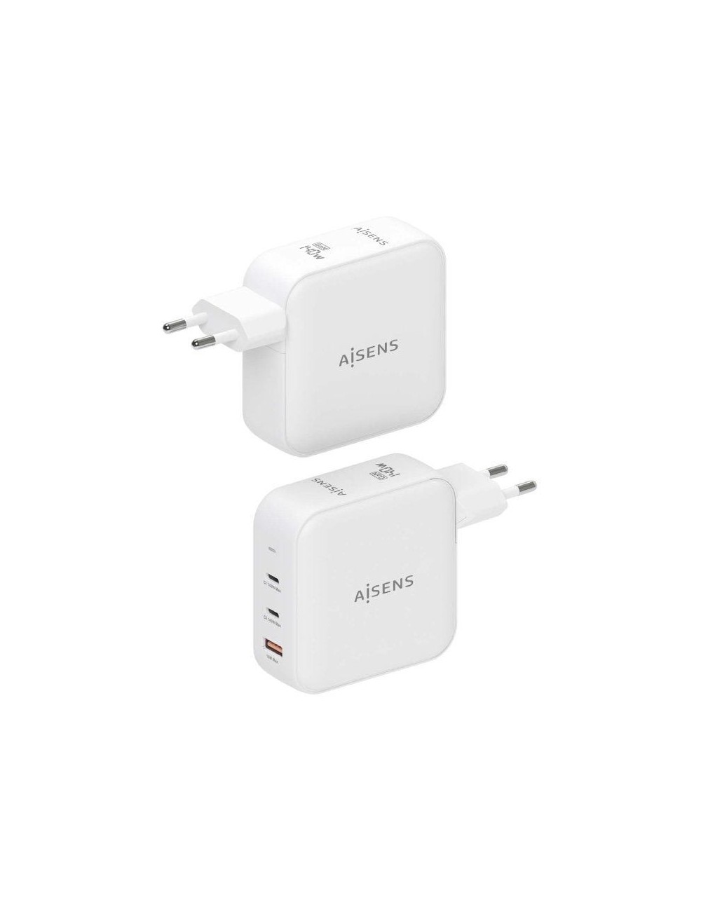 Cargador de Pared GaN Aisens ASCH-140W3P030-W/ 2xUSB Tipo-C/ 1xUSB/ 140W