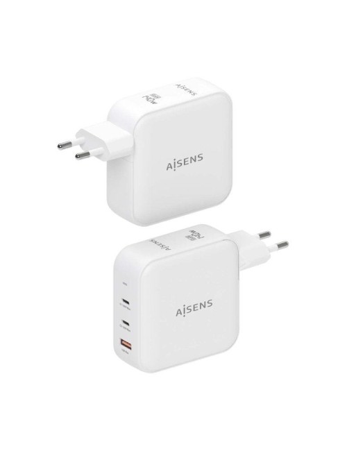 Cargador de Pared GaN Aisens ASCH-140W3P030-W/ 2xUSB Tipo-C/ 1xUSB/ 140W