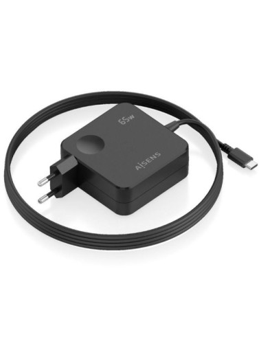 Cargador de Pared Aisens ASCH-1PD65WL80-BK/ 1xUSB Tipo-C/ 65W/ Negro