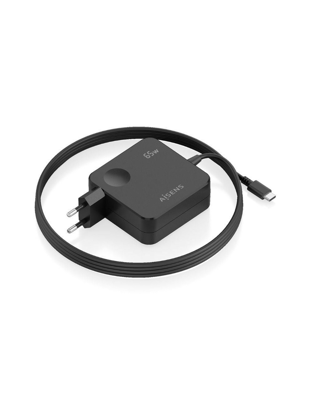 Cargador de Pared Aisens ASCH-1PD65WL80-BK/ 1xUSB Tipo-C/ 65W/ Negro