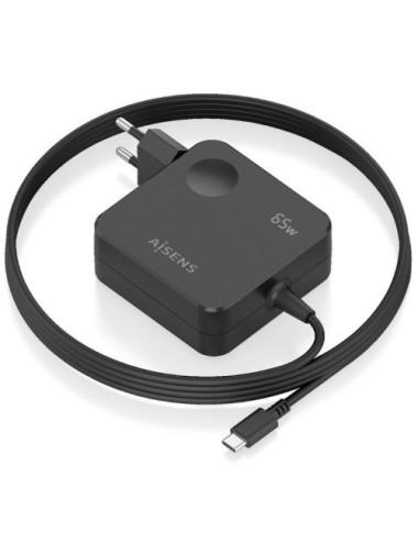 Cargador de Pared Aisens ASCH-1PD65WL80-BK/ 1xUSB Tipo-C/ 65W/ Negro