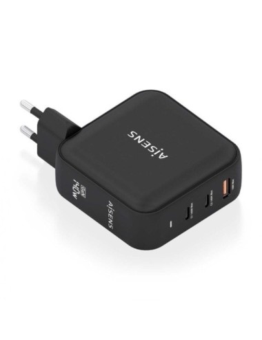 Cargador de Pared GaN Aisens ASCH-140W3P031-BK/ 2xUSB Tipo-C/ 1xUSB/ 140W