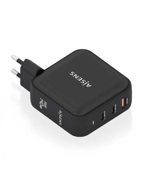 Cargador de Pared GaN Aisens ASCH-140W3P031-BK/ 2xUSB Tipo-C/ 1xUSB/ 140W