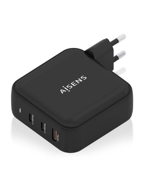 Cargador de Pared GaN Aisens ASCH-140W3P031-BK/ 2xUSB Tipo-C/ 1xUSB/ 140W
