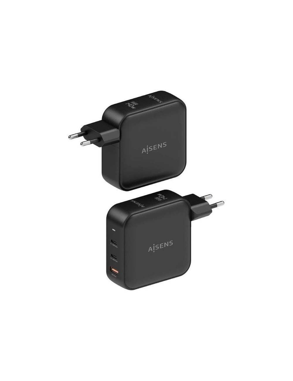 Cargador de Pared GaN Aisens ASCH-140W3P031-BK/ 2xUSB Tipo-C/ 1xUSB/ 140W