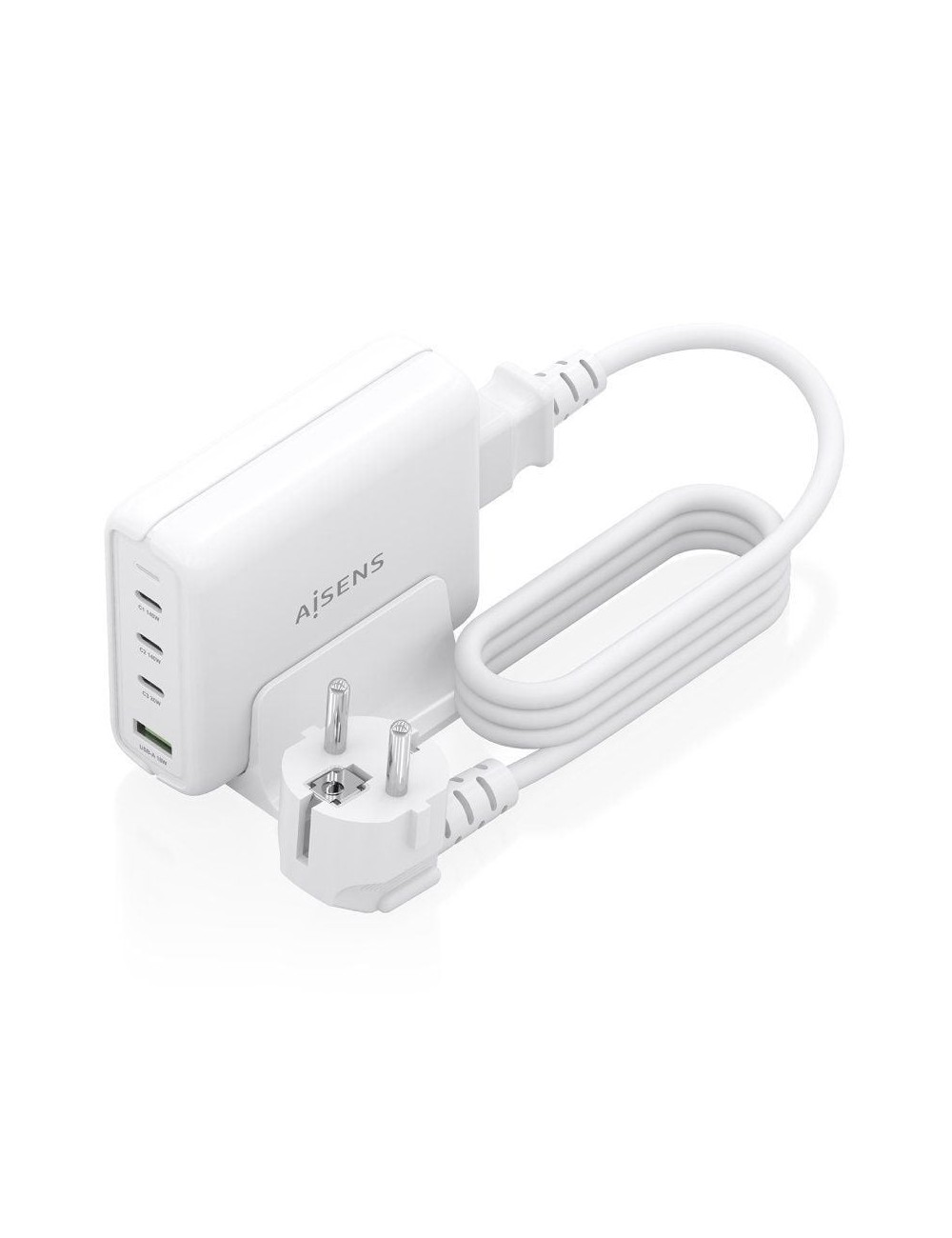 Cargador Sobremesa GaN Aisens ASCH-140W4P055-W/ 3xUSB Tipo-C/ 1xUSB/ 140W