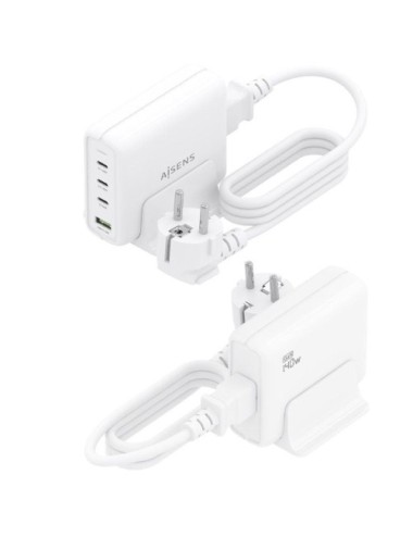 Cargador Sobremesa GaN Aisens ASCH-140W4P055-W/ 3xUSB Tipo-C/ 1xUSB/ 140W