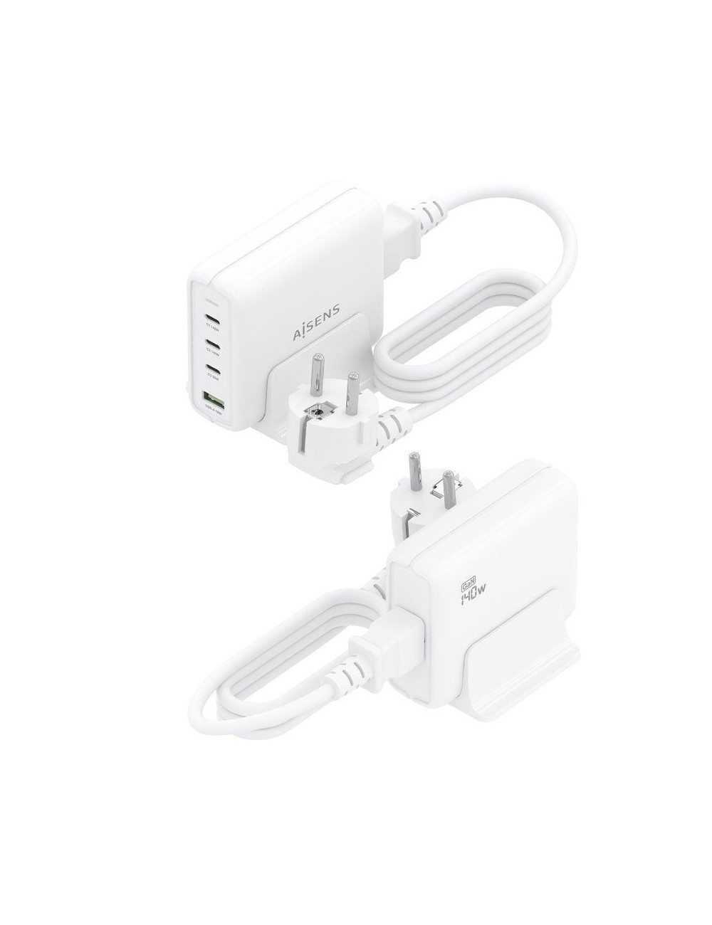 Cargador Sobremesa GaN Aisens ASCH-140W4P055-W/ 3xUSB Tipo-C/ 1xUSB/ 140W
