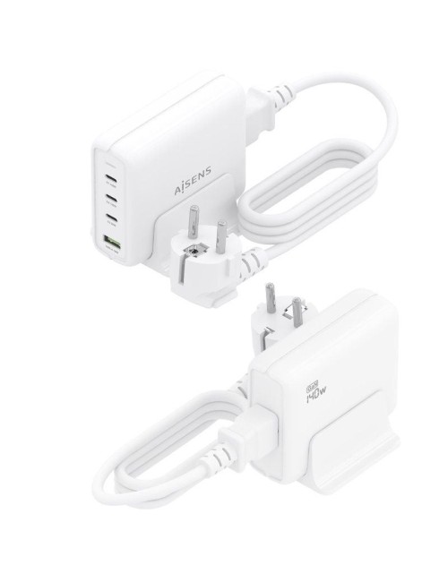 Cargador Sobremesa GaN Aisens ASCH-140W4P055-W/ 3xUSB Tipo-C/ 1xUSB/ 140W