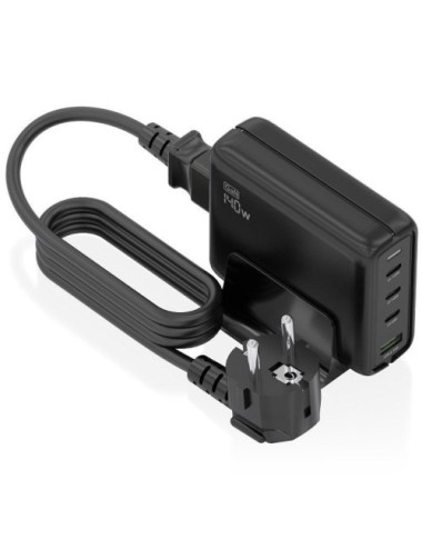 Cargador Sobremesa GaN Aisens ASCH-140W4P056-BK/ 3xUSB Tipo-C/ 1xUSB/ 140W
