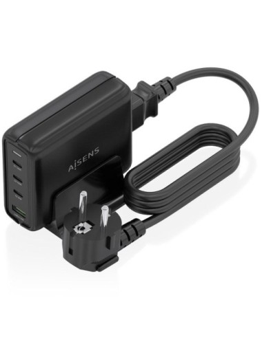 Cargador Sobremesa GaN Aisens ASCH-140W4P056-BK/ 3xUSB Tipo-C/ 1xUSB/ 140W