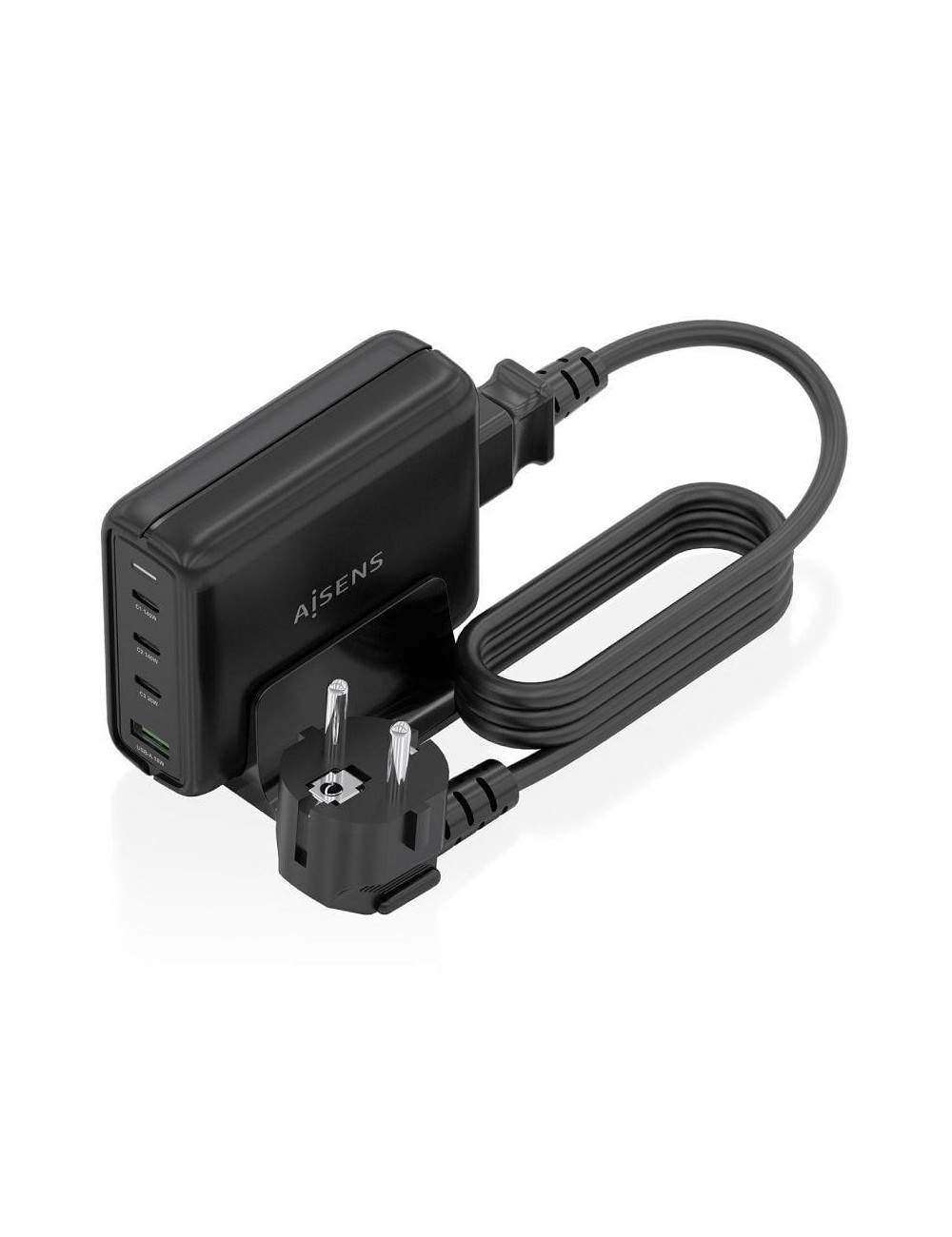 Cargador Sobremesa GaN Aisens ASCH-140W4P056-BK/ 3xUSB Tipo-C/ 1xUSB/ 140W