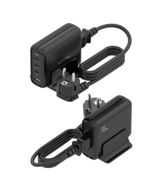 Cargador Sobremesa GaN Aisens ASCH-140W4P056-BK/ 3xUSB Tipo-C/ 1xUSB/ 140W