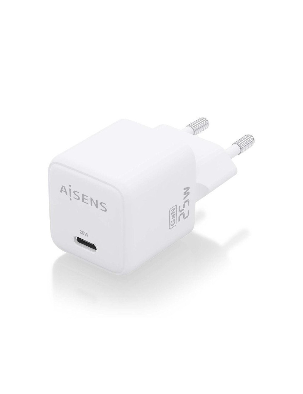 Cargador de Pared GaN Aisens ASCH-25W1P012-W/ 1xUSB Tipo-C/ 25W