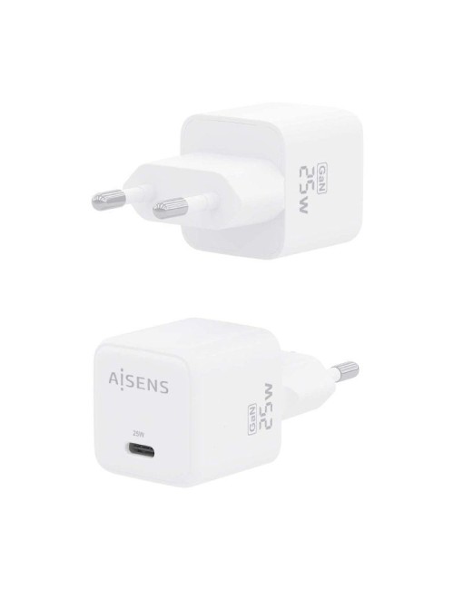 Cargador de Pared GaN Aisens ASCH-25W1P012-W/ 1xUSB Tipo-C/ 25W