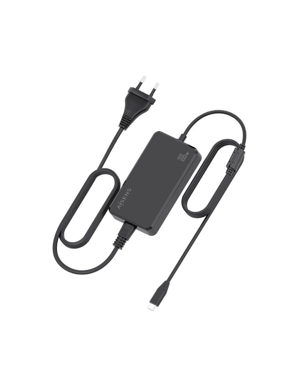 Cargador Sobremesa GaN Aisens ASCH-1PD100D070-BK/ 1xUSB Tipo-C/ 100W