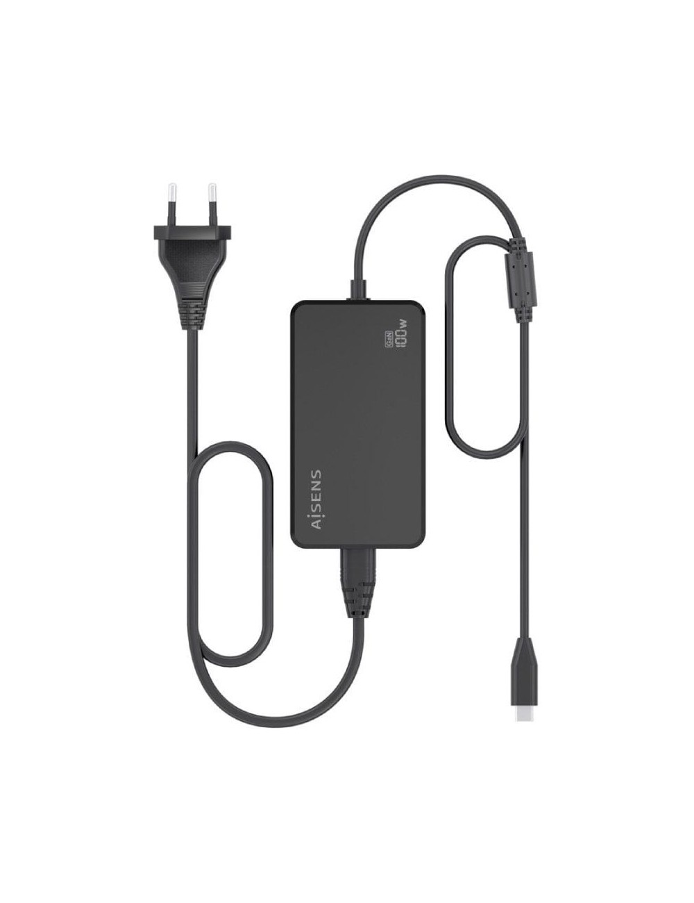 Cargador Sobremesa GaN Aisens ASCH-1PD100D070-BK/ 1xUSB Tipo-C/ 100W