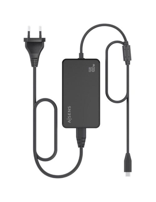 Cargador Sobremesa GaN Aisens ASCH-1PD100D070-BK/ 1xUSB Tipo-C/ 100W