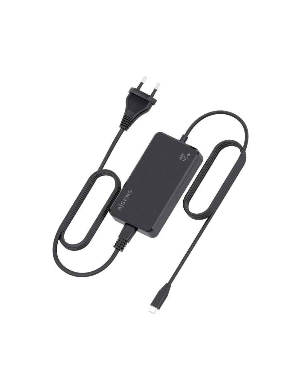 Cargador Sobremesa GaN Aisens ASCH-1PD45D067-BK/ 1xUSB Tipo-C/ 45W
