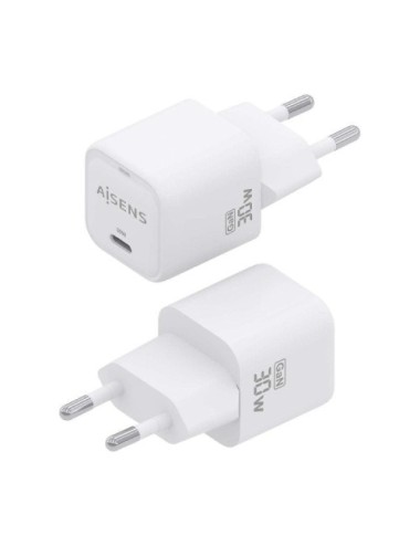 Cargador de Pared GaN Aisens ASCH-30W1P018-W/ 1xUSB Tipo-C/ 30W