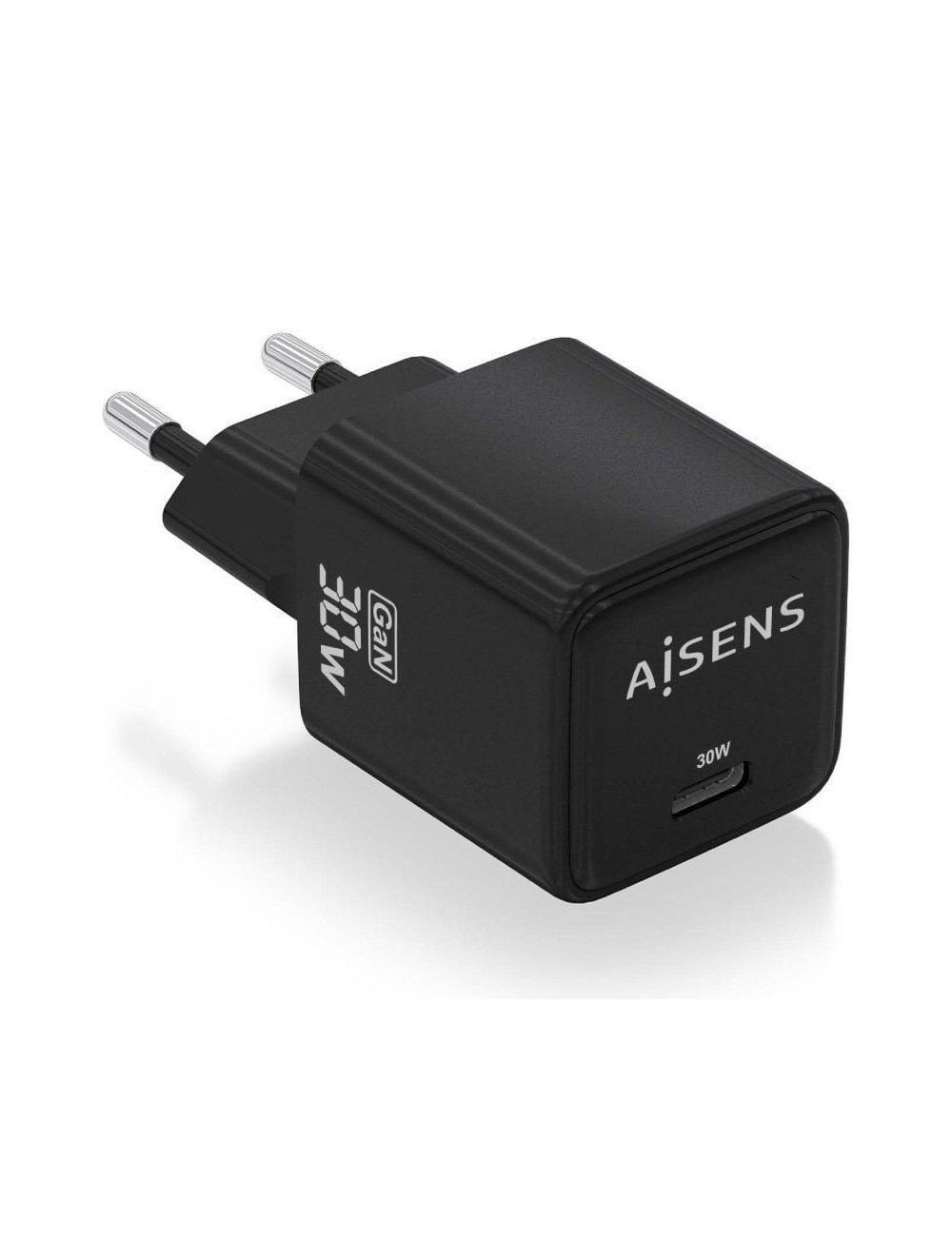 Cargador de Pared GaN Aisens ASCH-30W1P036-BK/ 1xUSB Tipo-C/ 30W