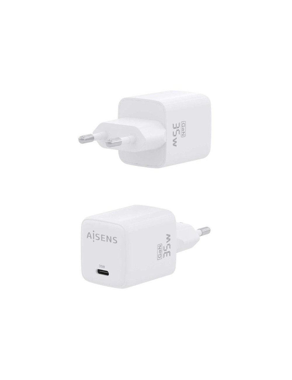 Cargador de Pared GaN Aisens ASCH-35W1P016-W/ 1xUSB Tipo-C/ 35W