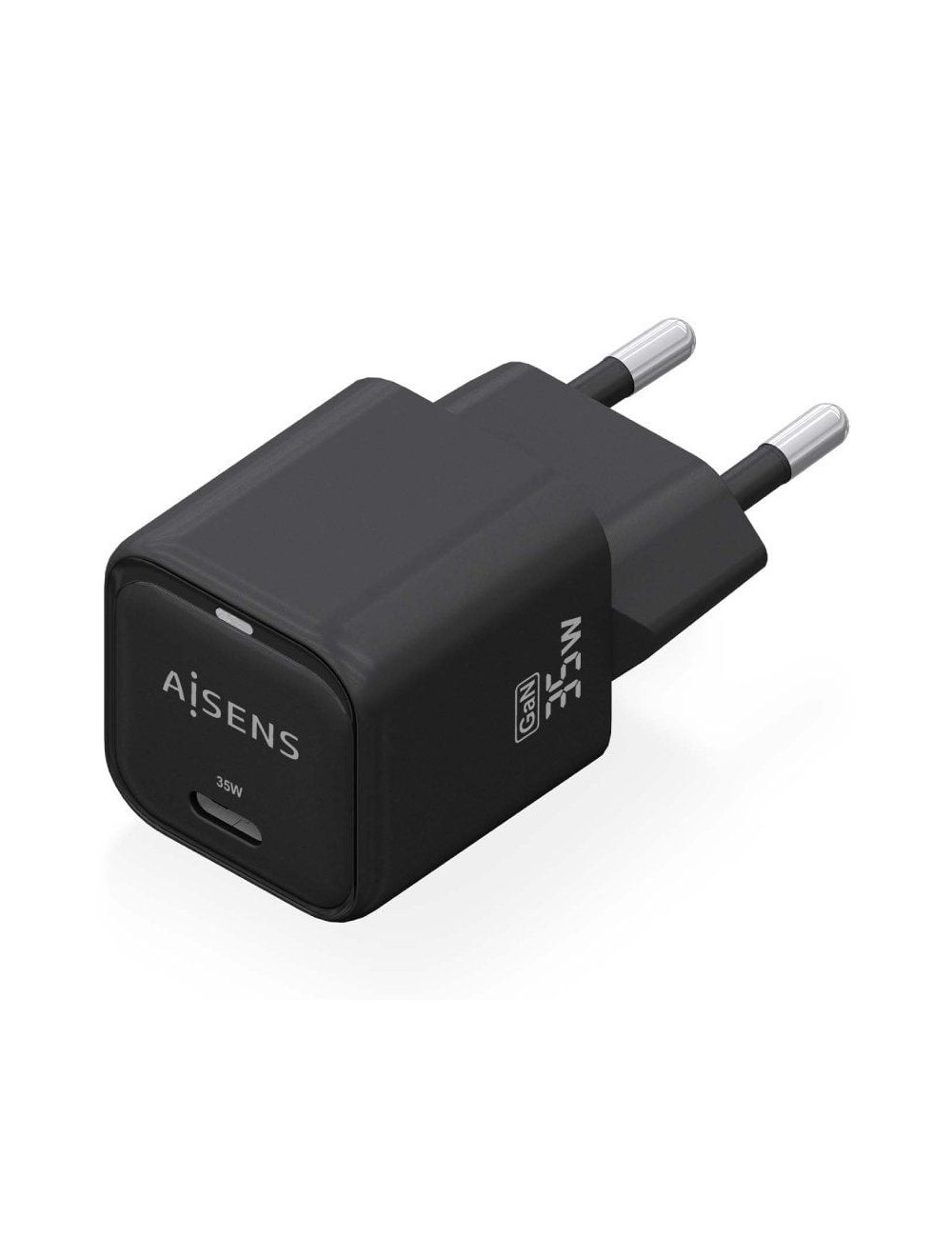 Cargador de Pared GaN Aisens ASCH-35W1P023-BK/ 1xUSB Tipo-C/ 35W