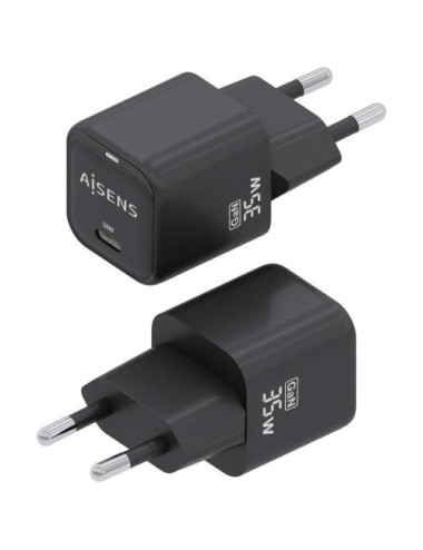 Cargador de Pared GaN Aisens ASCH-35W1P023-BK/ 1xUSB Tipo-C/ 35W