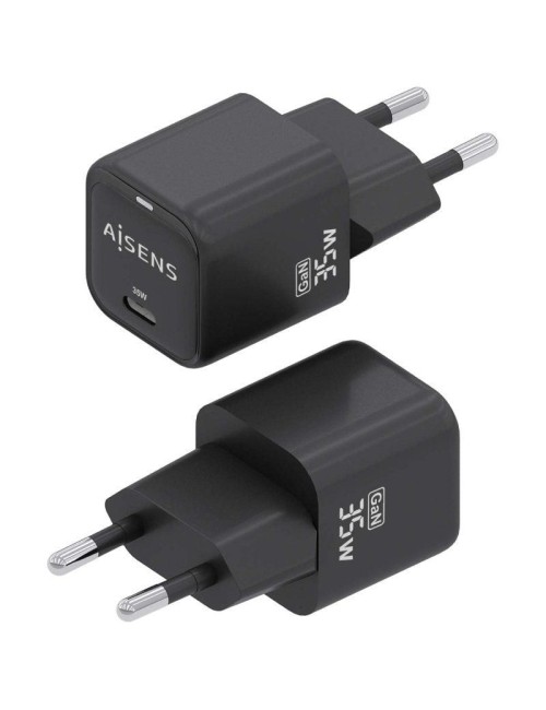 Cargador de Pared GaN Aisens ASCH-35W1P023-BK/ 1xUSB Tipo-C/ 35W