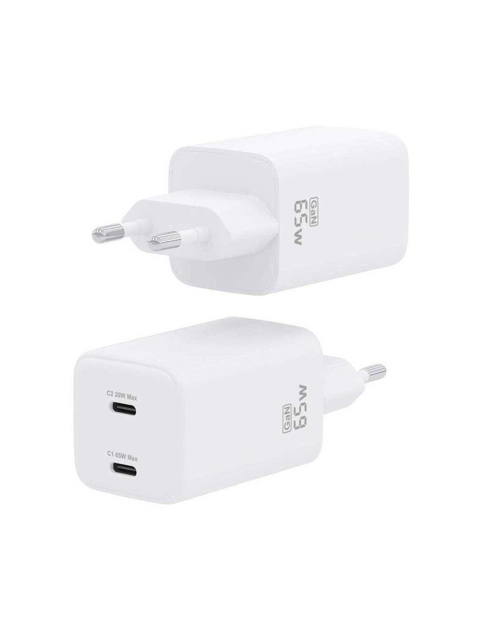 Cargador de Pared GaN Aisens ASCH-65W2P039-W/ 2xUSB Tipo-C/ 65W