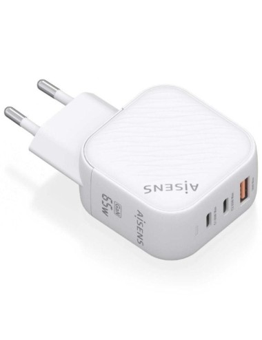 Cargador de Pared GaN Aisens ASCH-65W3P026-W/ 2xUSB Tipo-C/ 1xUSB/ 65W