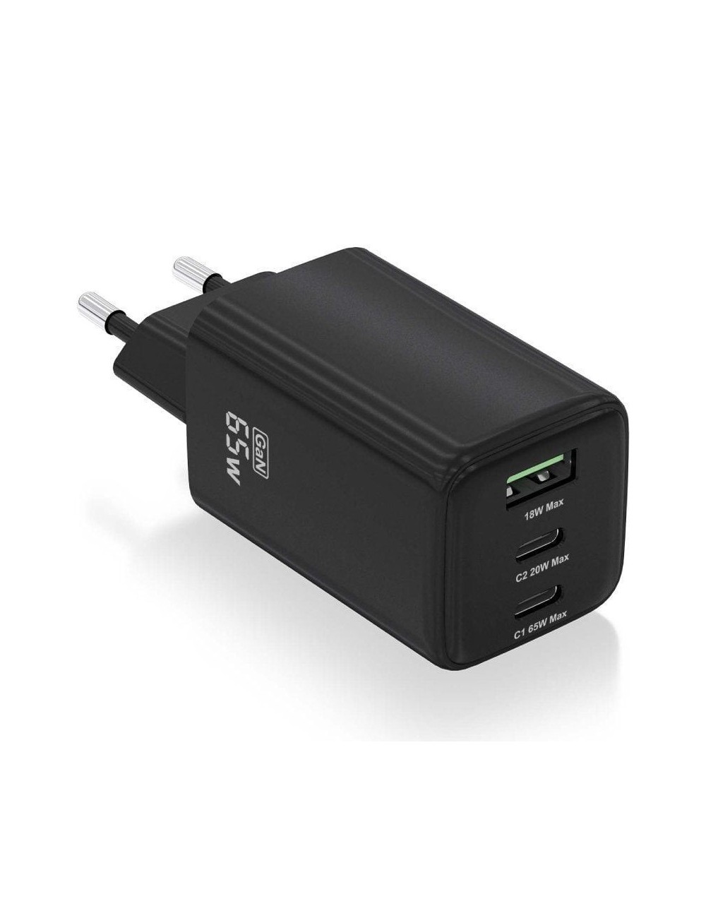 Cargador de Pared GaN Aisens ASCH-65W3P042-BK/ 2xUSB Tipo-C/ 1xUSB/ 65W