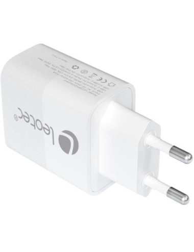 Cargador de Pared Leotec LECSPH20W2W2/ 1xUSB Tipo-C/ 1xUSB/ 20W