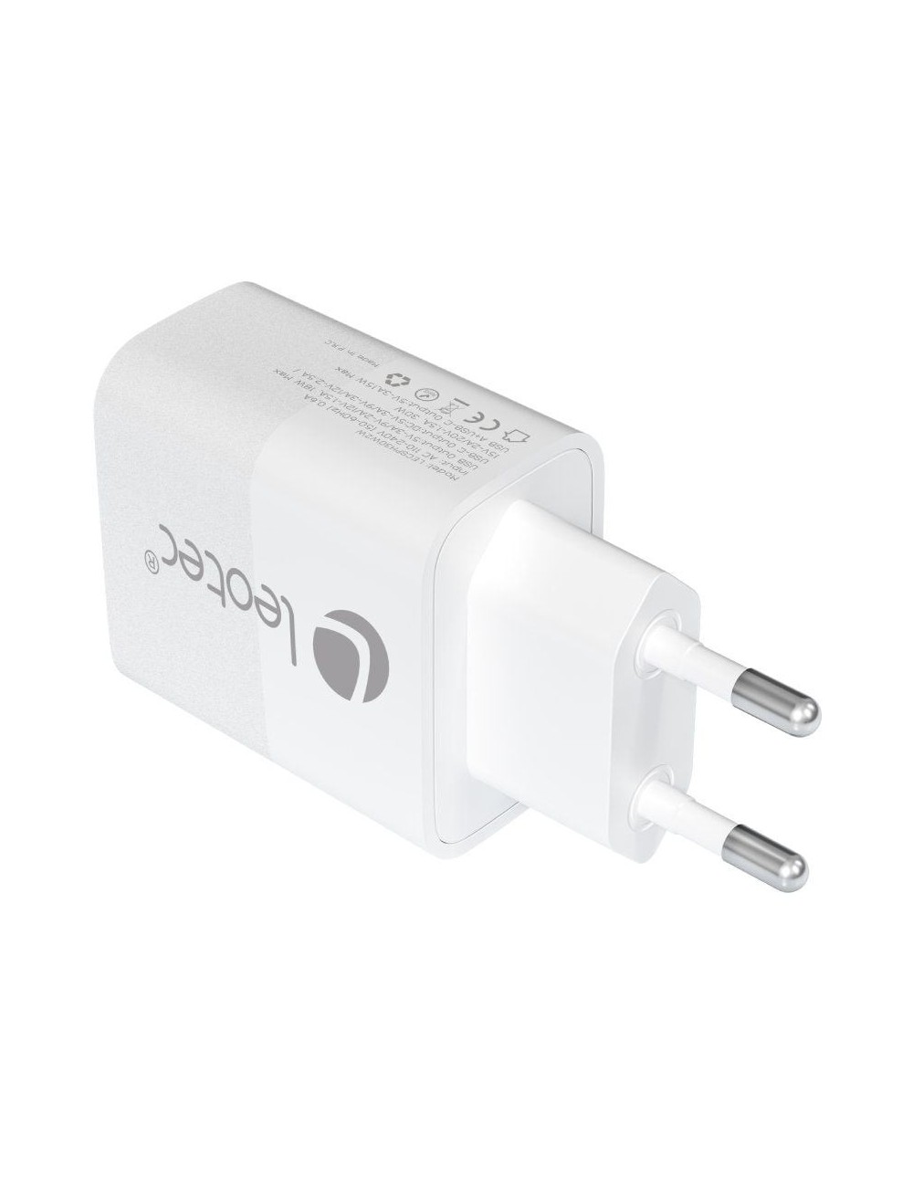 Cargador de Pared GaN Leotec LECSPH30W2W/ 1xUSB Tipo-C/ 1xUSB/ 30W