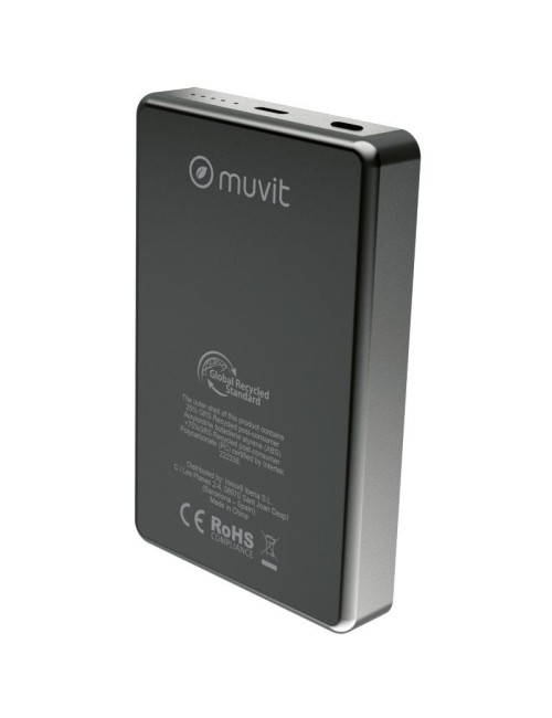 Powerbank 10000mAh Muvit For Change MCCHP0010/ 20W/ Wireless/ Negra/ Incluye Cable USB Tipo-C