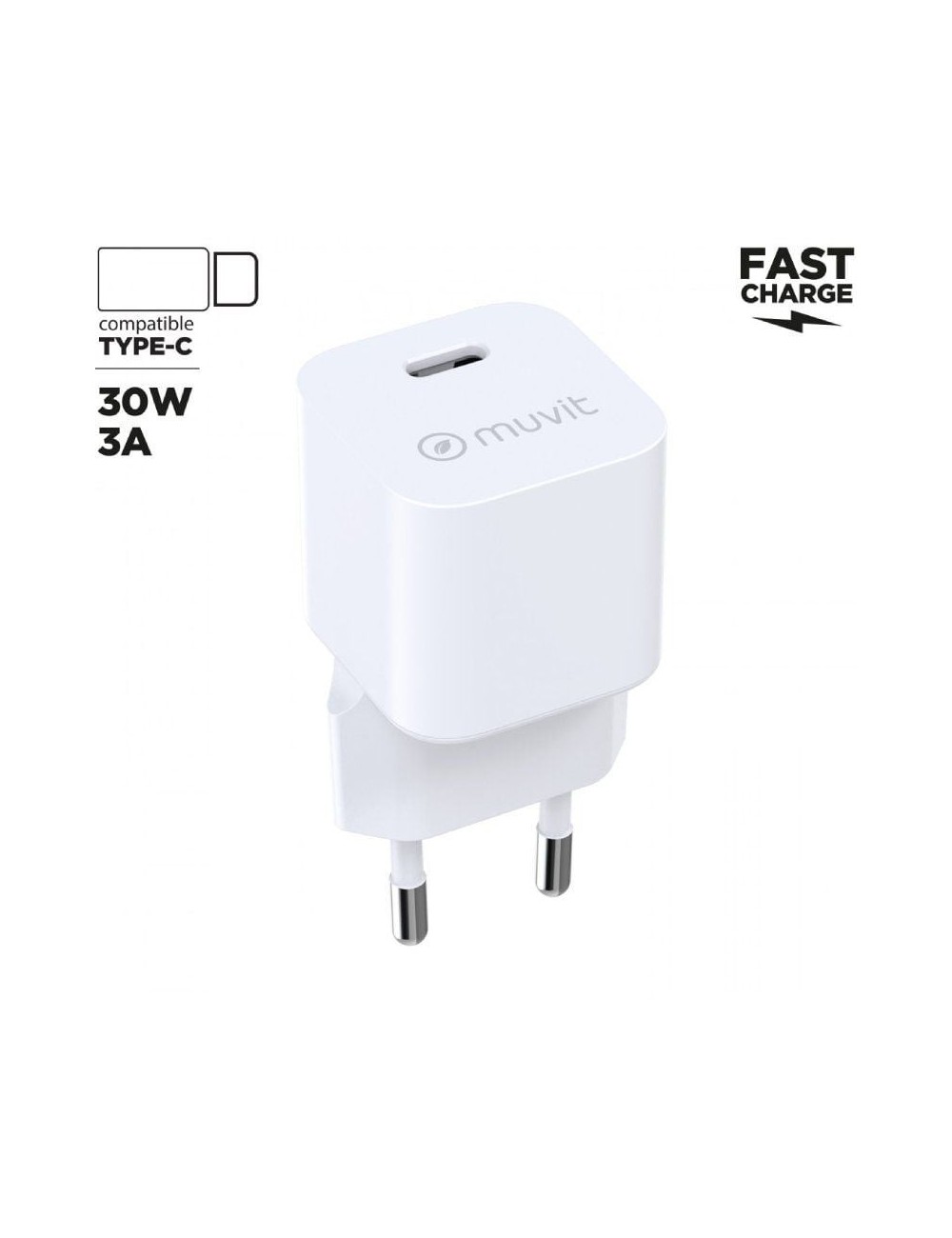 Cargador de Pared Muvit For Change MCACC0047/ 1xUSB Tipo-C/ 30W