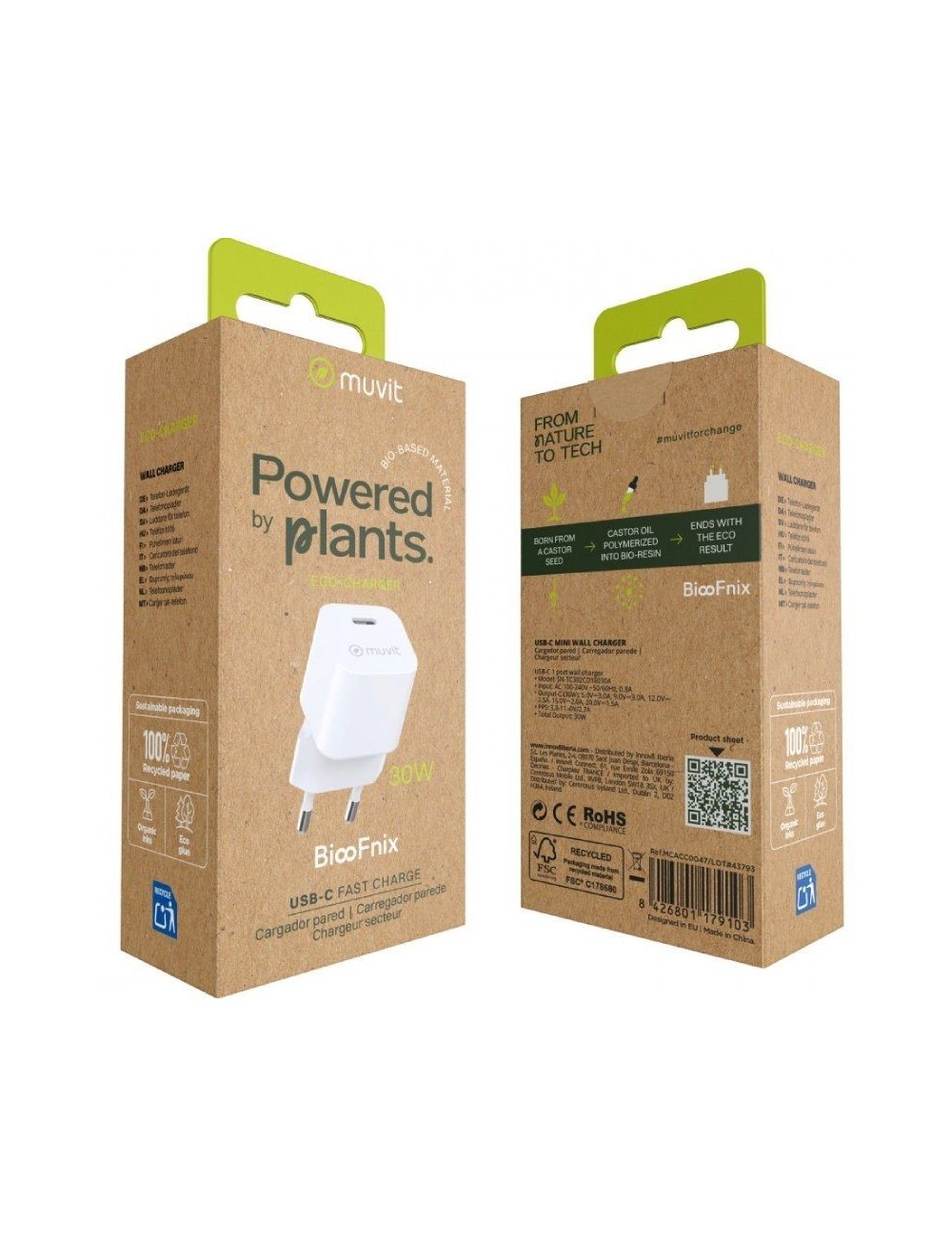 Cargador de Pared Muvit For Change MCACC0047/ 1xUSB Tipo-C/ 30W