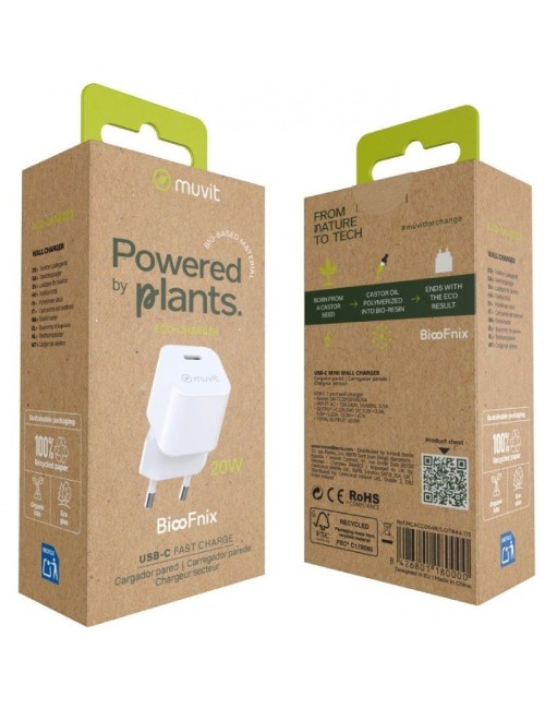 Cargador de Pared Muvit For Change MCACC0048/ 1xUSB Tipo-C/ 20W
